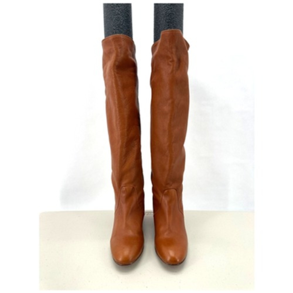 CANDELA Knee High Wedge Heel Boots Womens 8 Anthropologie Brown Boho Western 70s - Picture 2 of 8